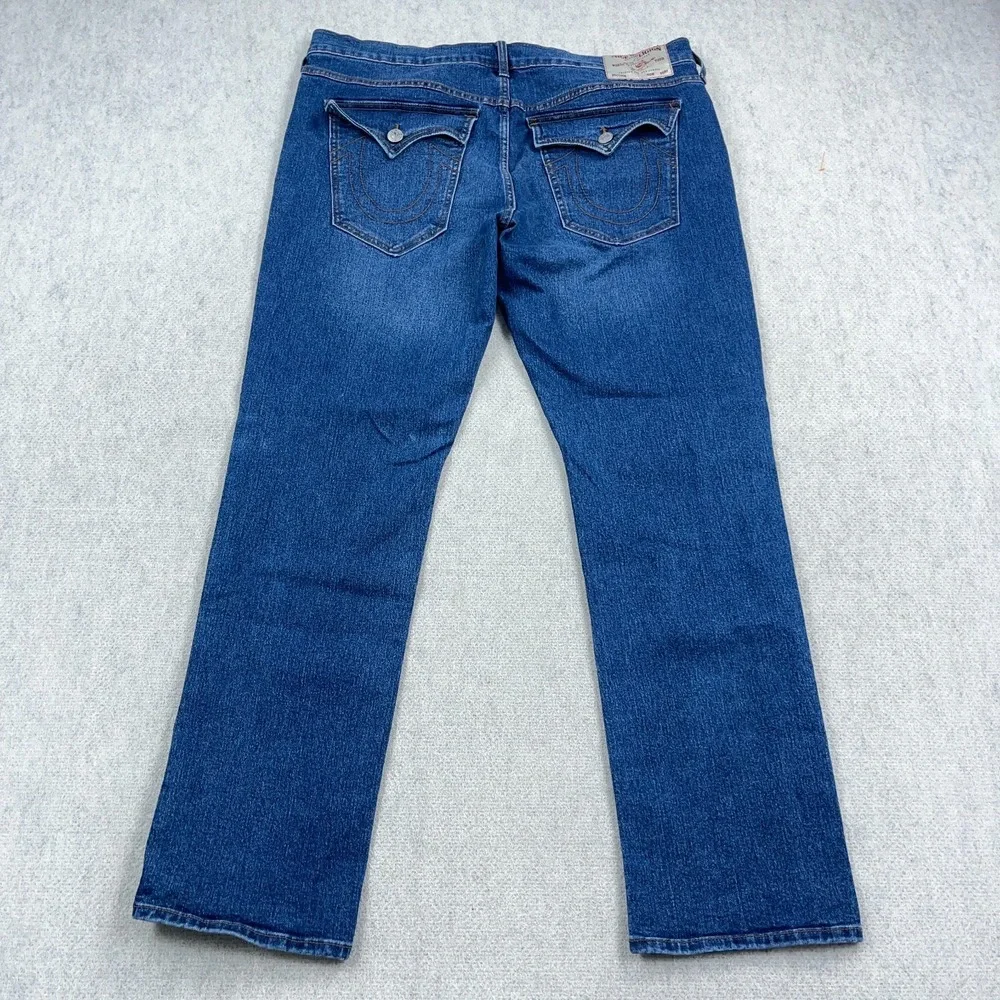 True Religion Ricky Jeans Mens 40x32 Flap Pocket Med Wash Faded Whiskered Y2K